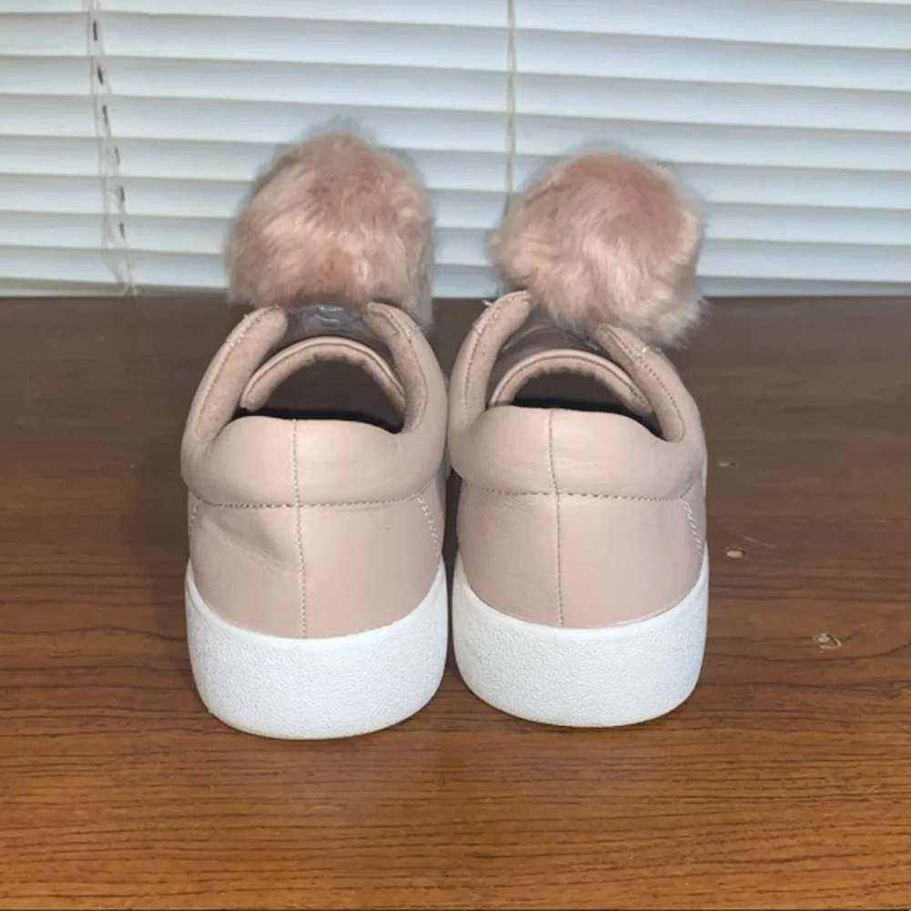 Nine West Womens Pom Pom Pink Leather Sneakers- Size 6 - Picture 3 of 5